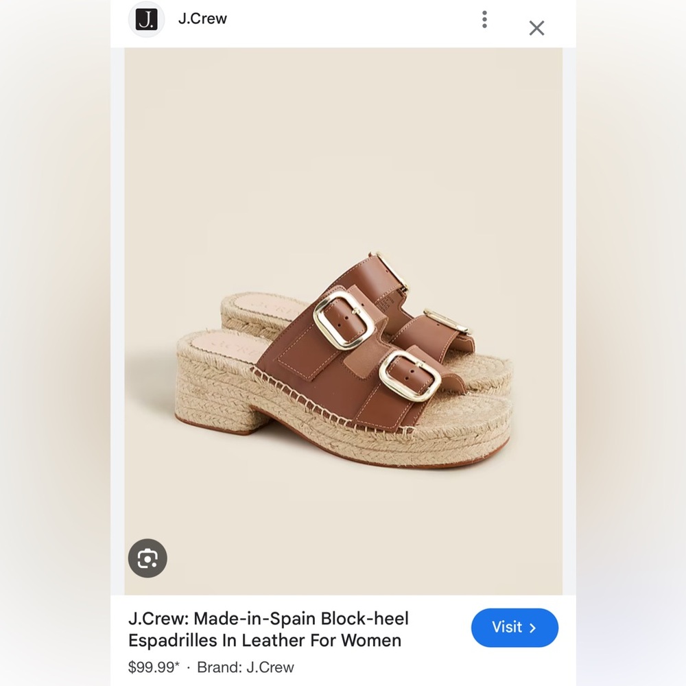 BRAND NEW J.Crew Leather Espadrille Sandal Heel | Sz.8